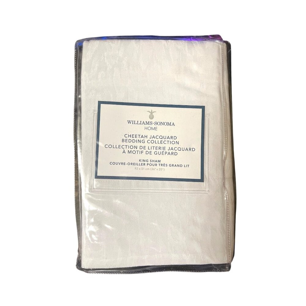 Williams-Sonoma Home Cheetah Jacquard King Sham Cotton Silvery White 36"x20"